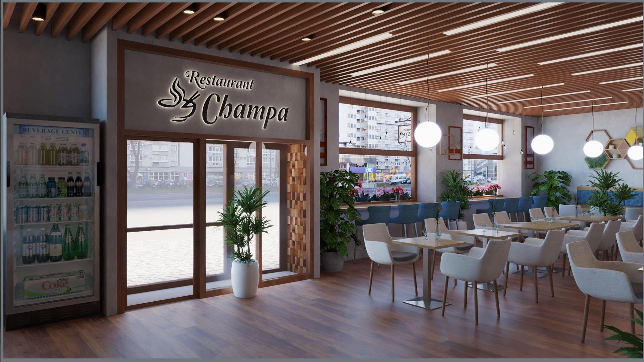 Interiér Restaurant Champa v Praze